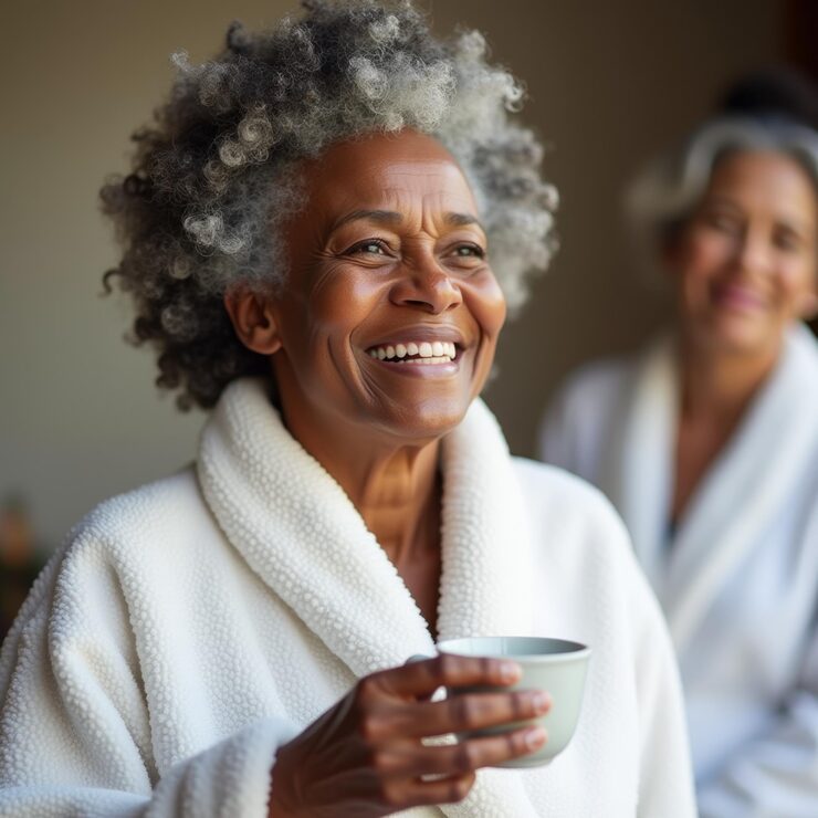 photo-senior-older-woman-with-white-bath-robe-holding-cup-coffee-generative-ai_35887-26030